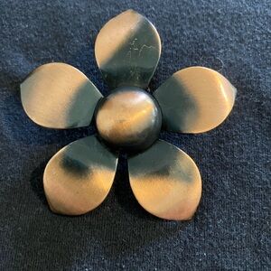 Vintage Copper and Black Flower Brooch